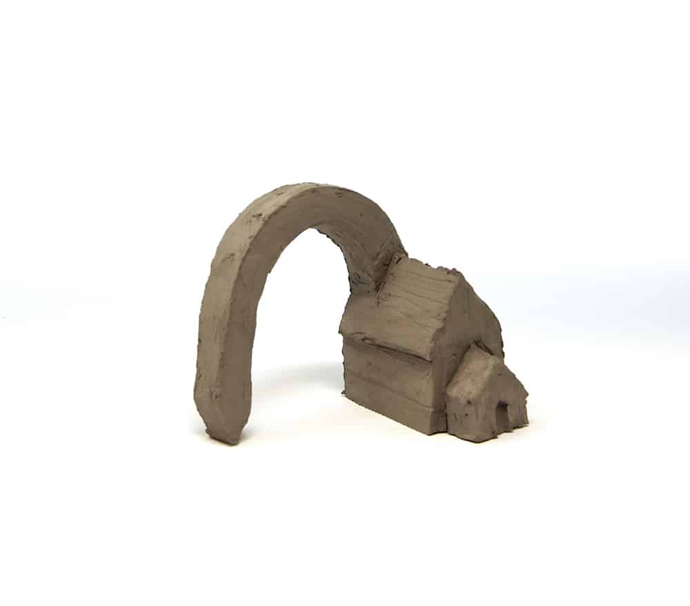 A model church bent into an arch