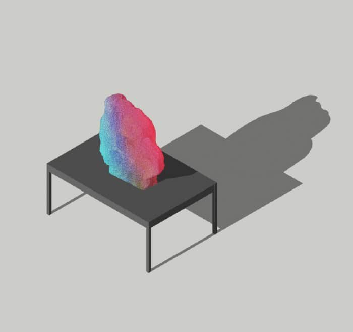 Design visualisation of the iridescent stone on a porte cochère