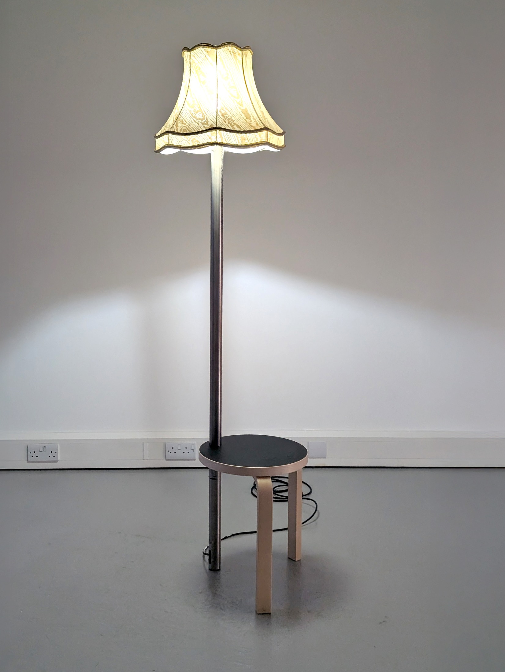 Stool lamp, pale shade