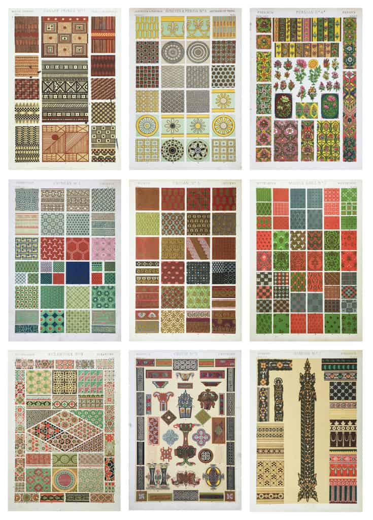 Selection of illustrative plates from Owen Jones’ The Grammar of Ornament
