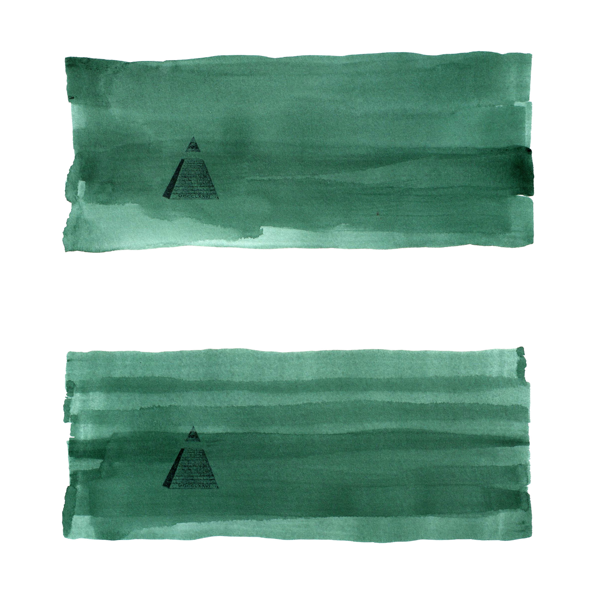 Two green one-dollar studies with the pyramid and Eye of Providence.